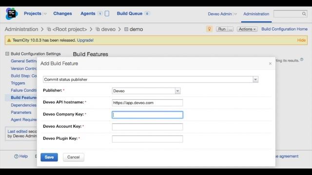 Deveo TeamCity commit status publisher integration