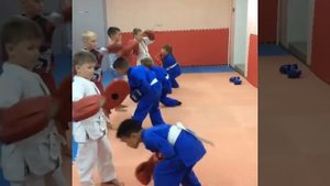 Дети 6-7 лет в Кудо. Работа на лапах. Держим сами.