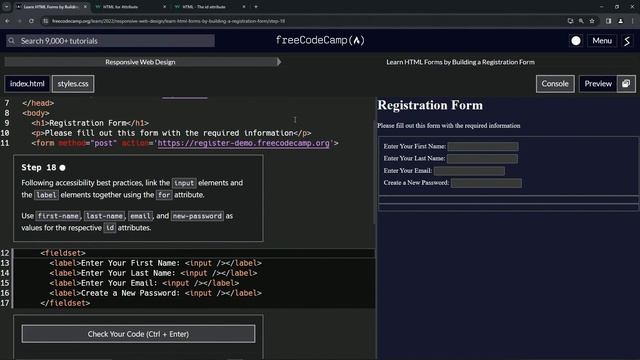 Learn HTML Forms by Building a Registration Form - Step 18