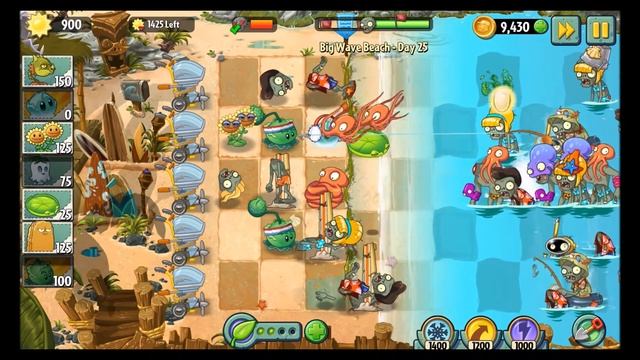 Plants vs Zombies 2 - Big Wave Beach - Day 25 [Defeat 10 zombies in 5 seconds] No Premium смотреть онлайн