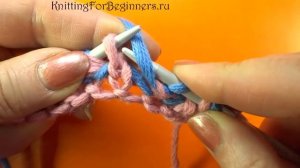 Лучшие узоры вязания Двухцветная английская резинка   Узор вязания спицами 23