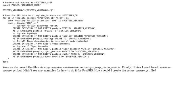 GIS: How to write docker-compose.yml after enabling postgis_raster for PostGIS Docker Image? смотреть онлайн