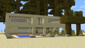 Майнкрафт - Как построить современный дом из песчаника. Minecraft