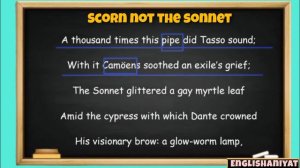 Scorn not the sonnet by William Wordsworth. Complete explanation in hindi.