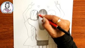 Best Friends Drawing Step by Step | BFF Drawings| Friendship Drawing |How to Draw Three Best Friend
