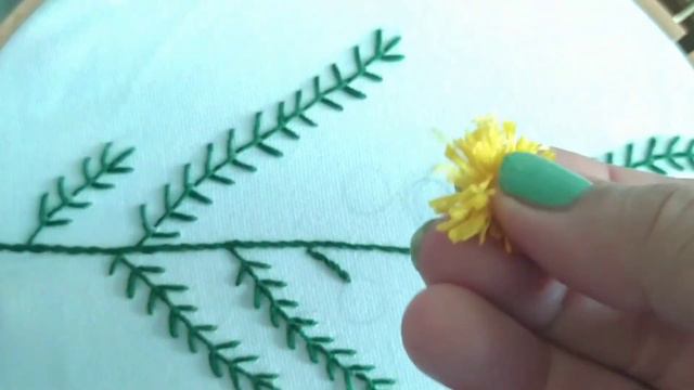 Mimosa flower hand embroidery
