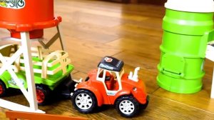 Трактор, комбайн и бочка с системой полива! Развивающие игры и видео для детей Машины-помощники
