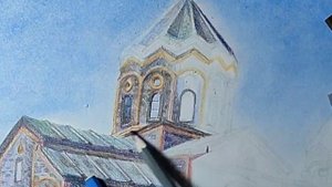 Рисую Площадь Свободы в Армении // Пейзаж цветными карандашами