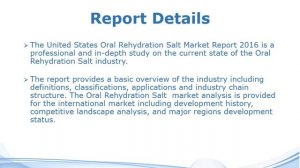 United States Oral Rehydration Salt Market Manufactures and Key Statistics Analysis 2016