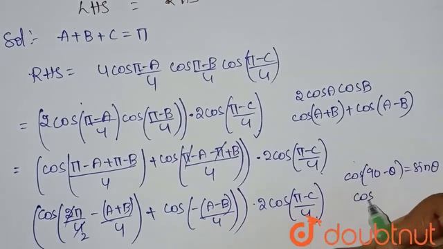 In triangle ABC, prove that `cos .(A)/(2)+cos.(B)/(2)+cos. (C)/(2) =4 cos |Class 12 MATH | Doubtnut смотреть онлайн