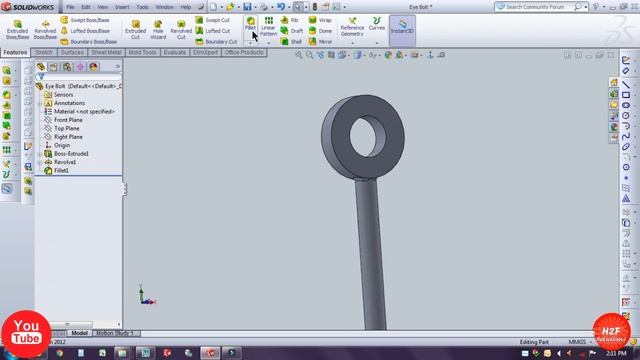 Solidworks Training Tutorial | Sketch Eye Bolt in Solidworks | Design 3D Model | Revolve Command