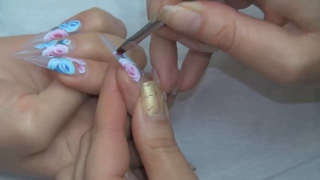 One stroke painting on nails. Nail Art. Китайская роспись ногтей смотреть онлайн