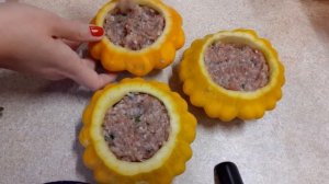 Фаршированные патиссоны #ужин #патиссоны #чтонагорячее #фаршированныепатиссоны