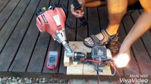 How to make Primitiwe chainsaw mini generator 12volt alternator weedeater