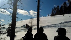 Snowmobile practice, driving in hill