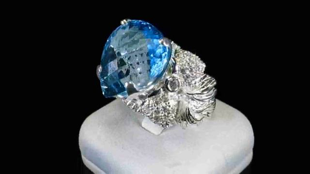 GORGEOUS NATURAL BLUE TOPAZ & SAPPHIRE REAL Ring. KRONE смотреть онлайн