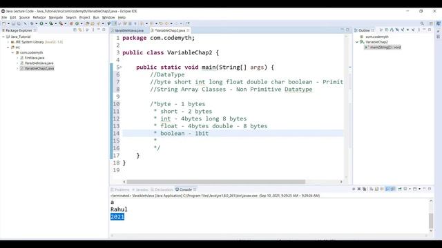 Java Primitive Data Types Concept With Example | Part 1 | CodeMyth смотреть онлайн