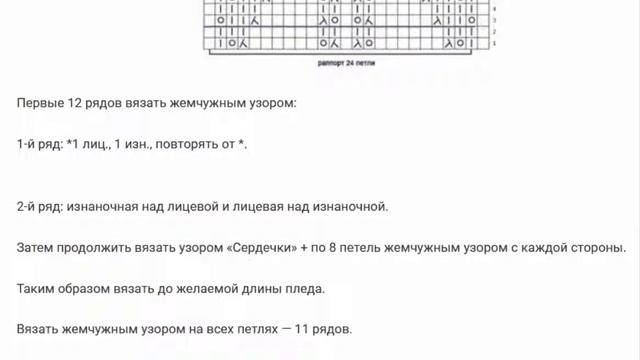 Ажурный плед спицами с узором «Сердечки»