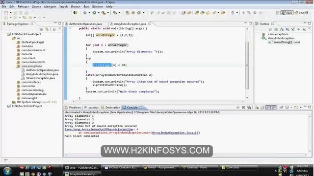 Java exception Handling Class | Array exception Class| Java Training Course Online