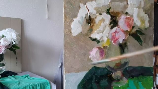 Пионы. Живопись маслом. Полезные советы начинающим живописцам.