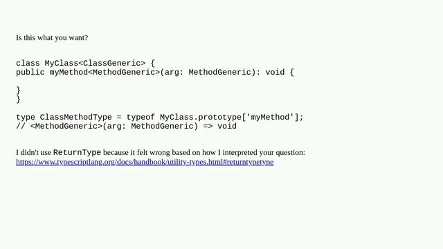 TypeScript return type of a generic method of a class
