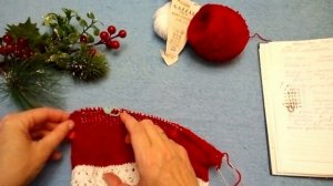 Новогодний колпак для малышки.Вяжем спицами.