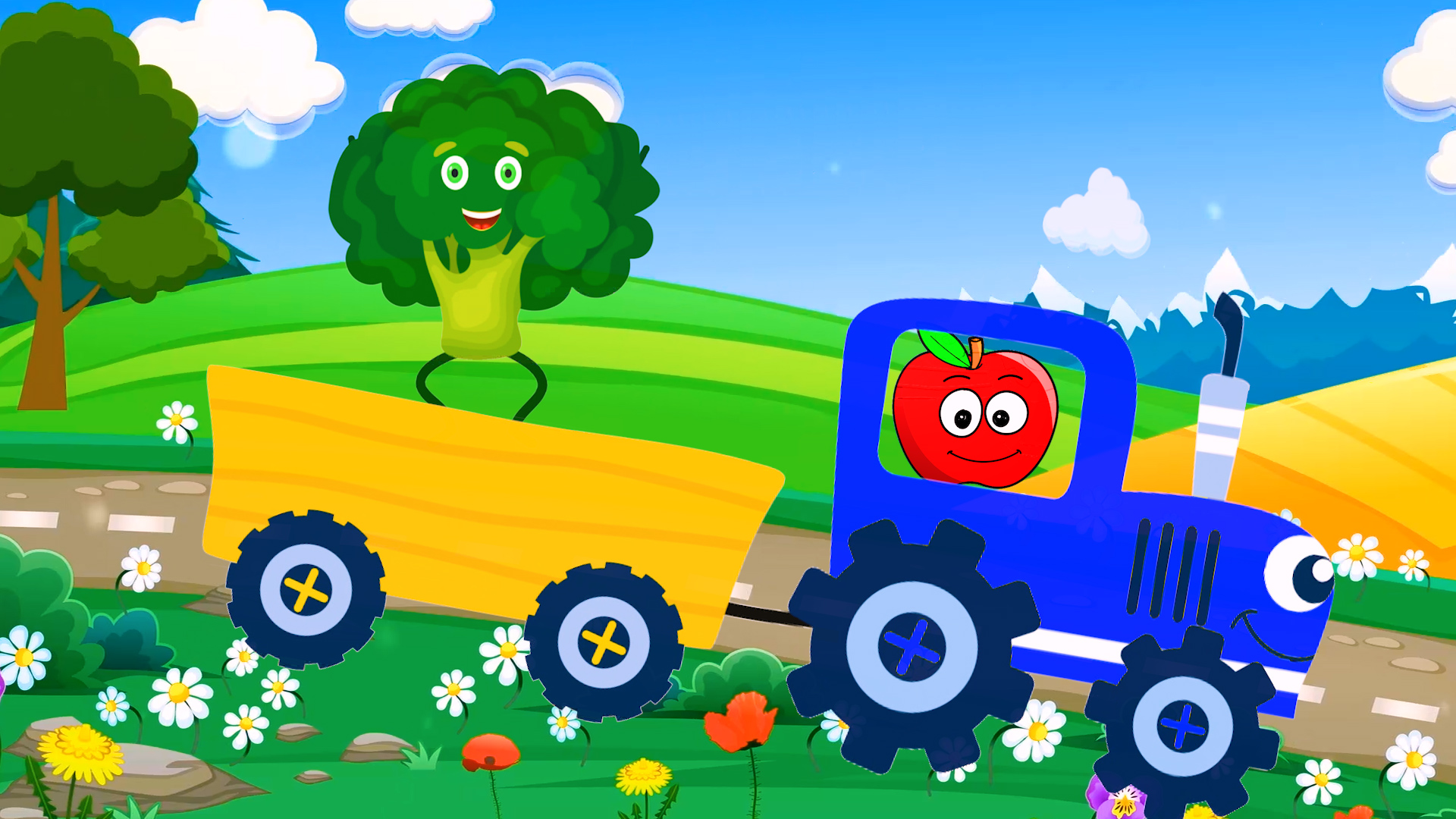 Синий трактор. Обучающая песенка для детей  про Овощи Фрукты и ягоды для самых маленьких