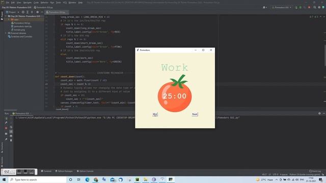 Creating a Pomodoro GUI using Tkinter in Python