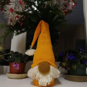 №61 Новогодний скандинавский гном крючком. Гном как футляр на бутылку шампанского. #рукоделие