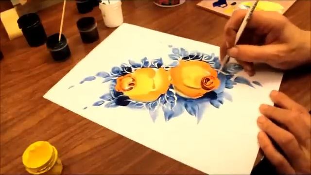 Рисуем розу темперой