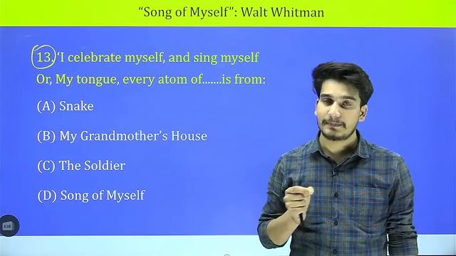 Song Of Myself Objective Question 2024| 12th English Poetry Chapter 2 Objective Bihar Board