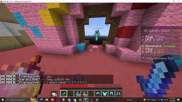 before and after pvp (net work issue minecraft java edition 1.20.1 #support #minecraft #pvp смотреть онлайн