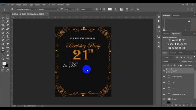 Create an Ornament Style Birthday party Invitation Card In Photoshop смотреть онлайн