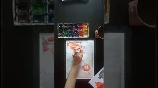 Птица на ветке. Акварель в стиле катё-га смотреть онлайн