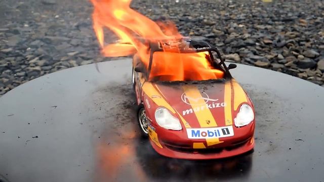 Burning My Porsche 911 Carrera - The Car Is On Fire - Just A Model Toy Car For Kids смотреть онлайн