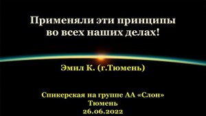 Применяли эти принципы во всех наших делах! Эмил К. (г.Тюмень). Спикерская АА на группе "Слон"