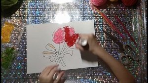 Аппликация "3 тюльпана" из ниток на картоне. DIY.