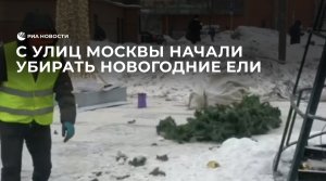 Праздник уходит: с улиц Москвы начали убирать новогодние ели