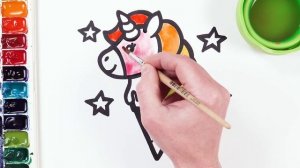 Рисуем и раскашиваем единорожку \\ Рисование для девочек! Давайте рисовать  вместе!