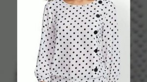 top 50+ most attractive and affordable dots print chiffon ruffle blouse/shirts design and ideas