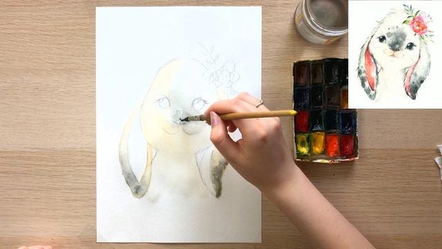 Как нарисовать весеннего зайчика акварелью? Рисуем бесплатно с детьми