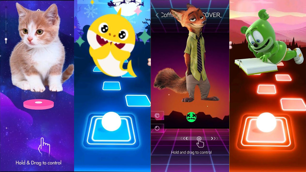 Новая игровая серия Tiles Hop! Cat VS Baby Shark VS Fox VS Gummy Bear - Tiles Hop EDM Rush #1 смотреть онлайн