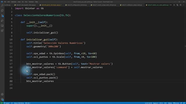 Python Curso V2: 779 Componentes de Interfaz Gráfica Tkinter Spinbox y Scale para Valores Numéricos смотреть онлайн