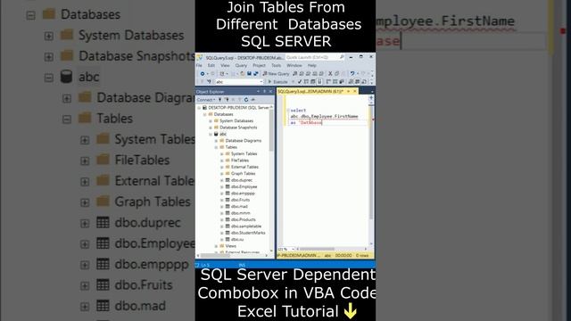 Join Tables From Different Databases SQL Server ssms #sqlserver