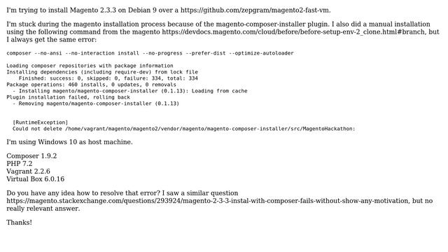 Magento: Magento 2.3.3 installation with composer fails: Could not delete смотреть онлайн