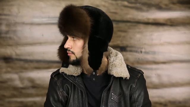 Интернет-магазин меховых шапок. Ушанка-бомбер цельно-меховая из меха норки и соболя.