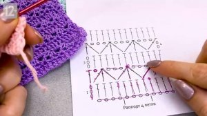 Простой и красивый узор крючком. Ажурный узор для кофточки. Разбор схемы вязания крючком