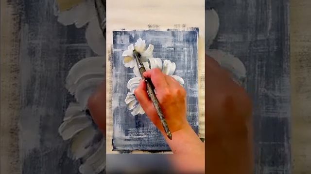 Рисование вместе | Цветок из акрила и золота - мастерклас | Техника акриловой живописи