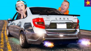 МАШИНЫ ПРОКАЧАЛИ ЛАДА ГРАНТА !!! Игорь и папа ЕДУТ против ПОЛИЦИИ в GTA5