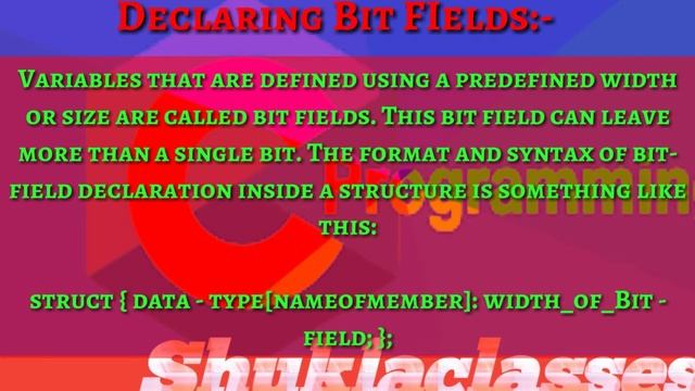 Bit Fields in Hindi||Declaring Bit FIelds || BY SHUKLACLASSES ||c,c++,java and other programming la смотреть онлайн